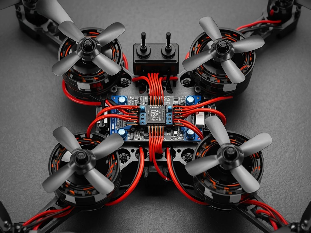 Four high-performance brushless drone motors paired with electronic speed controllers