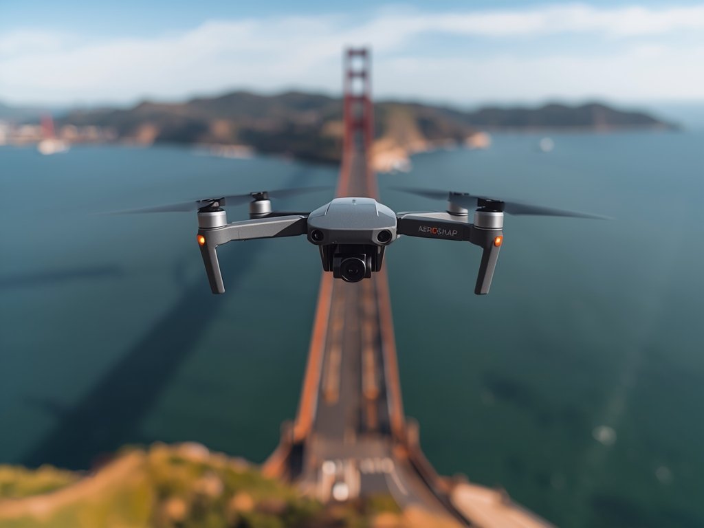 The AeroSnap Lite drone in mid-flight, capturing a breathtaking aerial